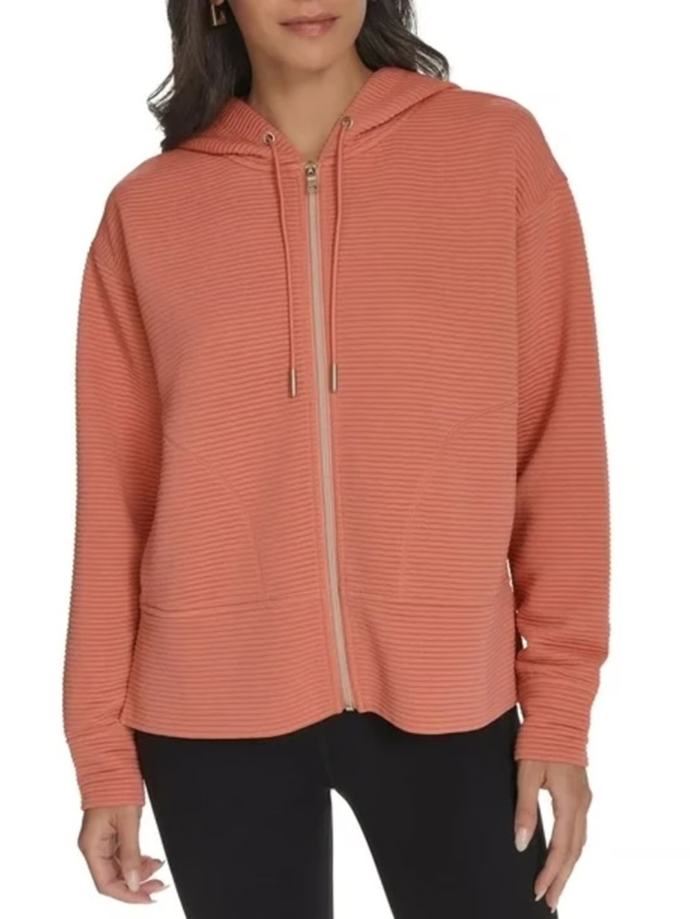 DKNY Ottoman full zip hoodie XL Dusty Rose